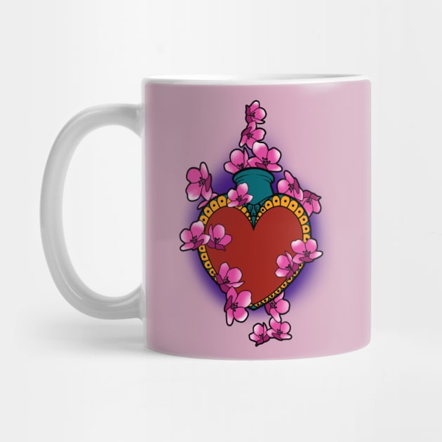 Cashed heart with cherry blossom confetti by InkSmith